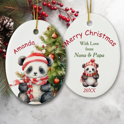 Holiday Tree Panda Bear Grandtochter Keramik Ornament
