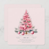 Holiday Tree Pink Abendessen Einladung (Vorne/Hinten)