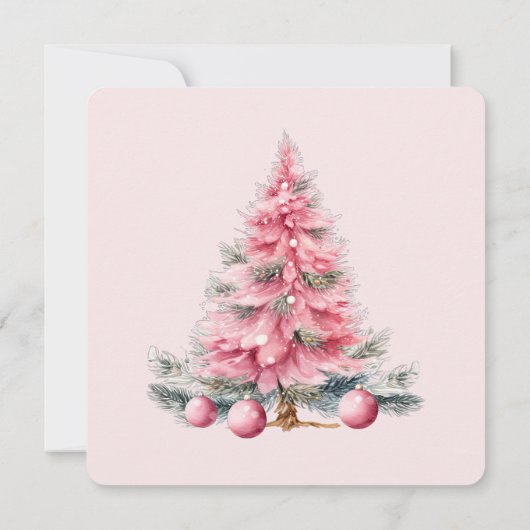 Holiday Tree Pink Abendessen Einladung (Rückseite)