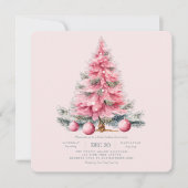 Holiday Tree Pink Abendessen Einladung (Vorderseite)