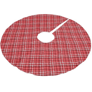 Holiday Tree Skirt Red Kariert Polyester Weihnachtsbaumdecke