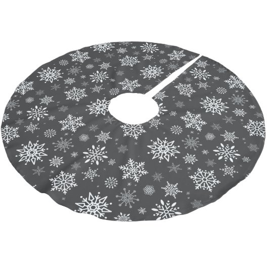 Holiday Tree Skirt Snowflakes Polyester Weihnachtsbaumdecke (Schrägansicht)