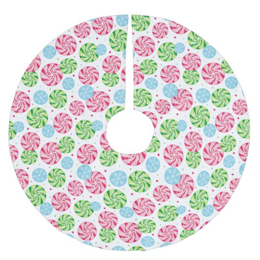 Holiday Tree Skirt Snowflakes Polyester Weihnachtsbaumdecke (Vorderseite)