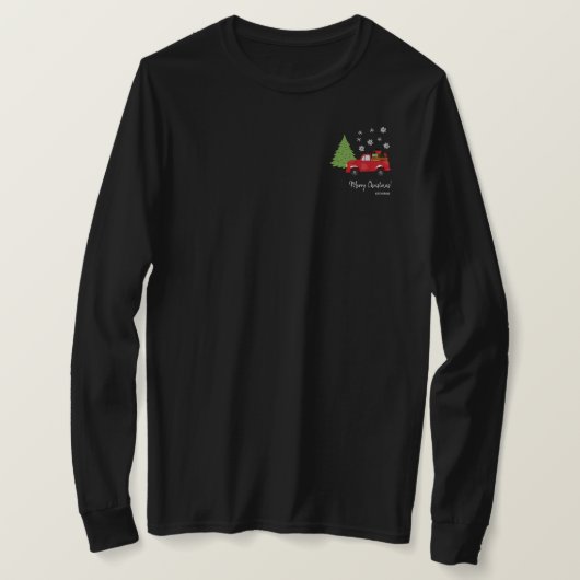Holiday Tree Vintag LKW Frohe Weihnachtsfamilie T-Shirt (Design vorne)