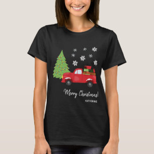 Holiday Tree Vintag LKW Frohe Weihnachtsfamilie T-Shirt