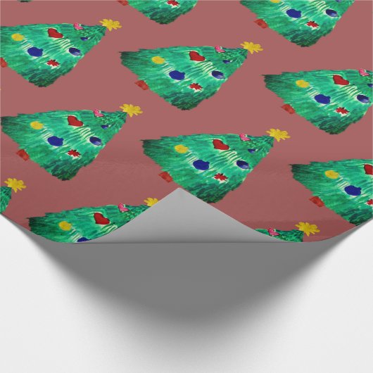 Holiday Tree Watercolor Geschenkpapier (Ecke)