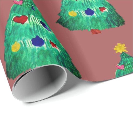 Holiday Tree Watercolor Geschenkpapier (Rolleneckpunkt)