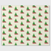 Holiday Tree with Red Ribbon Christmas Geschenkpapier (Flach)