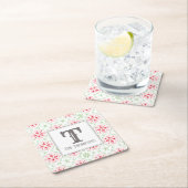 Holiday Trendy Snowflakes Christmas Monogram Rechteckiger Pappuntersetzer (Vor Ort)