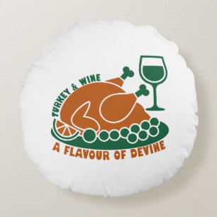 Holiday Turkey Meal Graphic for Food Fans Rundes Kissen