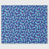 Holiday Turquoise & Pink Mistletoe Dark Blue Gift Geschenkpapier (Flach)