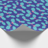 Holiday Turquoise & Pink Mistletoe Dark Blue Gift Geschenkpapier (Ecke)