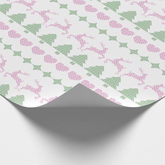 Holiday Ugly Sweater Muster grün & rosa Geschenkpapier (Ecke)