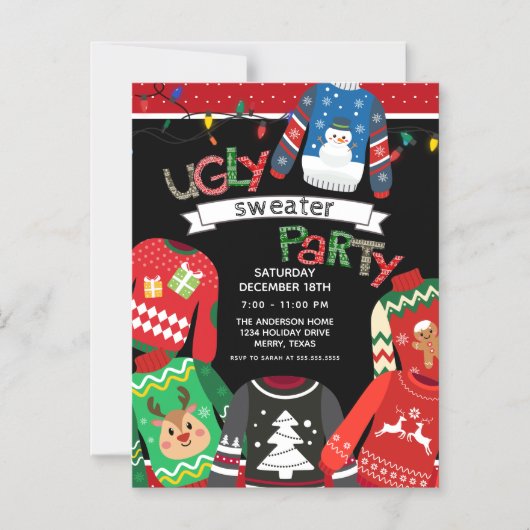 Holiday Ugly Sweater Party Magneteinladung (Vorderseite)