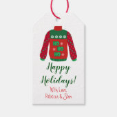 Holiday Ugly Sweater, Personalisierte Weihnachten Geschenkanhänger (Vorderseite)