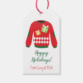 Holiday Ugly Sweater, Personalisierte Weihnachten Geschenkanhänger (Vorderseite)