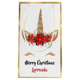 Holiday Unicorn Frohe Weihnachtsnamen Gold Rosa Ro Kleine Geschenktüte