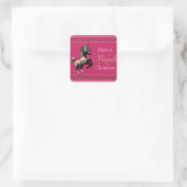 Holiday Unicorn "Magical Christmas" (Pink) Quadratischer Aufkleber (Tasche)