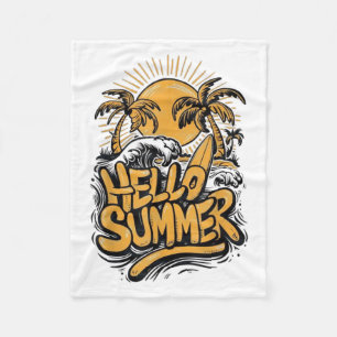 Holiday Vibe Hello Summer Sunshine Beach Bean Fleecedecke