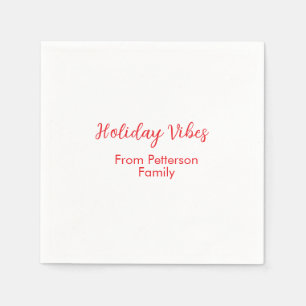 Holiday Vibes red Weihnachten fügen Familiennamen Serviette