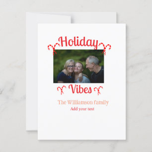 Holiday Vibes Roter Familienname Foto Name Süßigke Postkarte