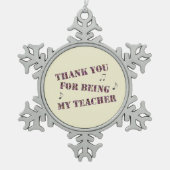 Holiday Vielen Dank Musik Lehrer Wertschätzung Schneeflocken Zinn-Ornament (Vorderseite)