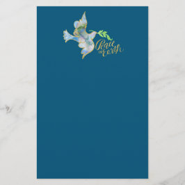 Holiday Watercolor Dove Gold Weltfrieden Briefpapier