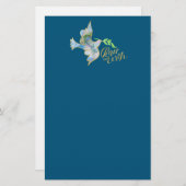 Holiday Watercolor Dove Gold Weltfrieden Briefpapier (Vorne/Hinten)