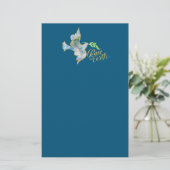 Holiday Watercolor Dove Gold Weltfrieden Briefpapier (Stehend Vorderseite)