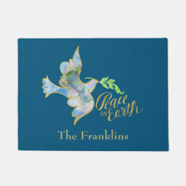 Holiday Watercolor Dove Gold Weltfrieden Fußmatte