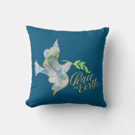 Holiday Watercolor Dove Gold Weltfrieden Kissen