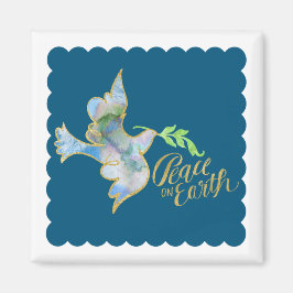 Holiday Watercolor Dove Gold Weltfrieden Magnet