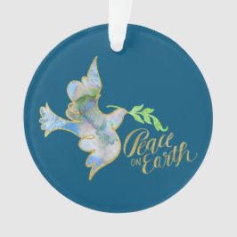 Holiday Watercolor Dove Gold Weltfrieden Ornament