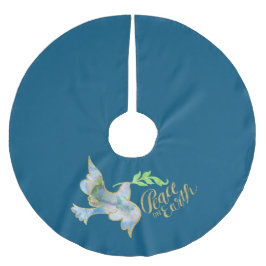 Holiday Watercolor Dove Gold Weltfrieden Polyester Weihnachtsbaumdecke