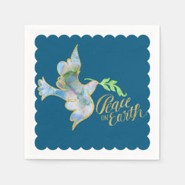 Holiday Watercolor Dove Gold Weltfrieden Serviette
