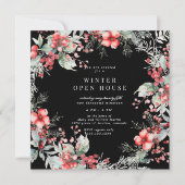 Holiday Watercolor Floral Square Open House Einladung (Vorderseite)