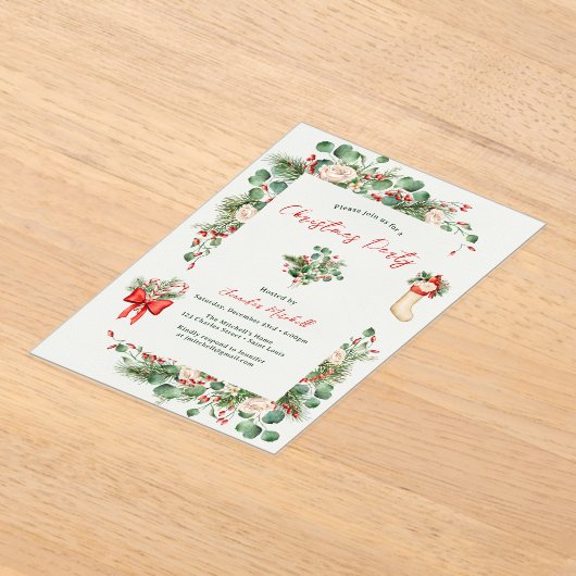 Holiday Watercolor Grüne Heilige Weihnachten Party Acryleinladungen (Ablage )