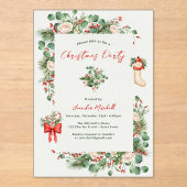 Holiday Watercolor Grüne Heilige Weihnachten Party Acryleinladungen (Vorderseite)