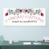 Holiday Watercolor Holly Blossoms Hochzeit Banner (Messe)