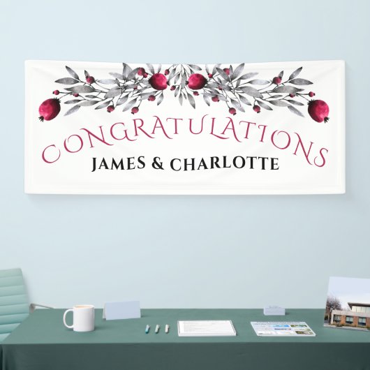 Holiday Watercolor Holly Blossoms Hochzeit Banner (Messe)