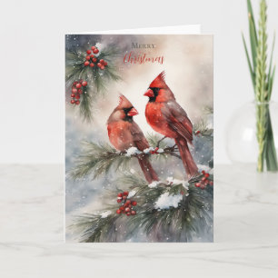 Holiday Watercolor Kardinal Pair Karte