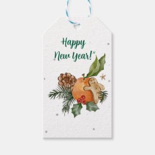 "Holiday Watercolor: Mandarin and Pine Cones" Geschenkanhänger