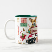 Holiday Watercolor Puppies Pattern Coffee Mug Zweifarbige Tasse (Links)