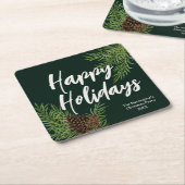 Holiday Watercolor Winter Pine Green Rechteckiger Pappuntersetzer (angewinkelt)
