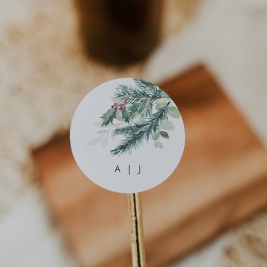 Holiday Wedding Monogram Fevor Sticker