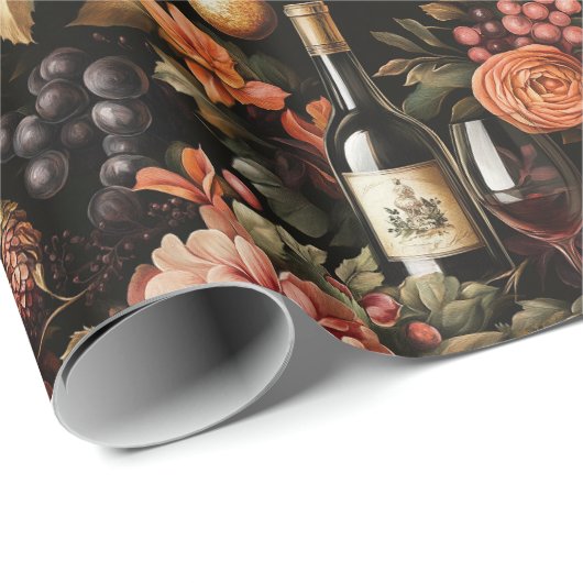 Holiday Wein Blumenmuster Weihnachten Geschenkpapier (Rolleneckpunkt)