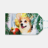 Holiday Welsh Corgi im Winter Geschenkanhänger (Vorderseite (Horizontal))