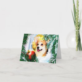 Holiday Welsh Corgi im Winterfenster Feiertagskarte