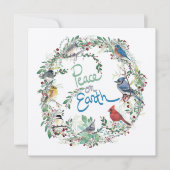 Holiday Weltfrieden Birds Wreath Feiertagskarte (Vorderseite)