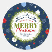 Holiday Whimsy Personalisiert Weihnachtskleber Runder Aufkleber (Vorderseite)